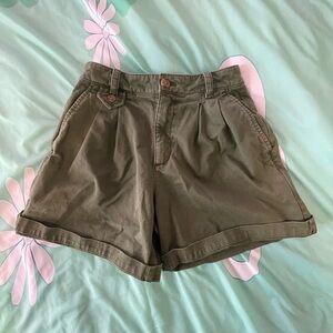 GAP Olive Green Pleated Cuffed Women's Shorts